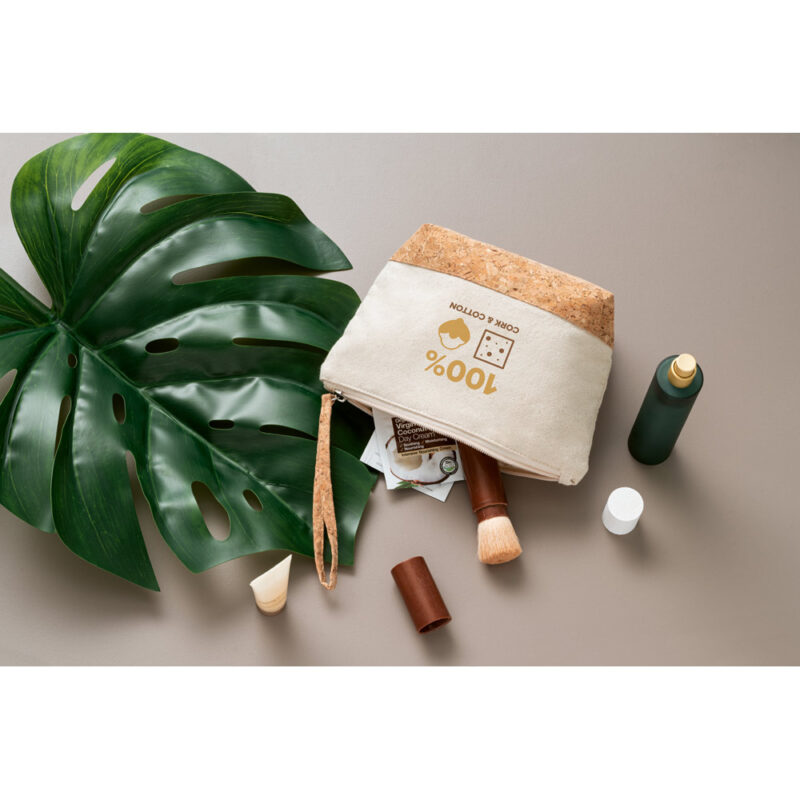 Bolsa de cosméticos em 100% de algodão e cortiça - Imagem 2