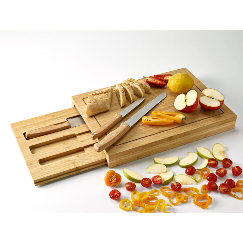 Conjunto de tábuas em bambu com 3 facas inclusas - Imagem 3