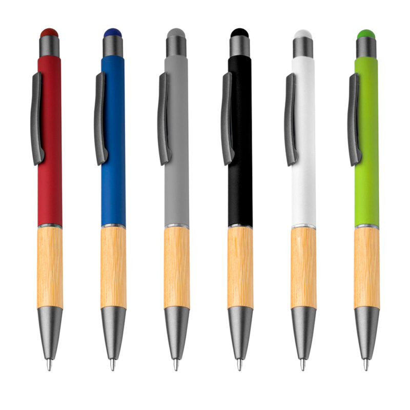 Caneta Touch Screen Alumínio e Bambu