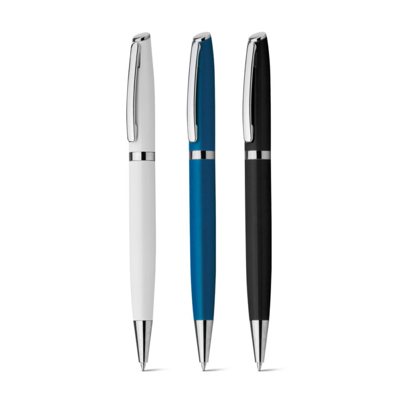 Esferográfica em alumínio com escrita em azul
