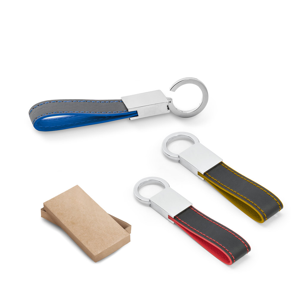 Chaveiro em c.sintético e metal com mosquetão giratório